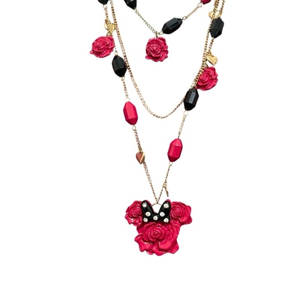 Disney Jewelry - Disney parks Minnie Mouse Bows and Rose necklace